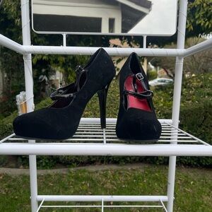 Madden Girl Black Suede Mary Jane Stiletto Heels